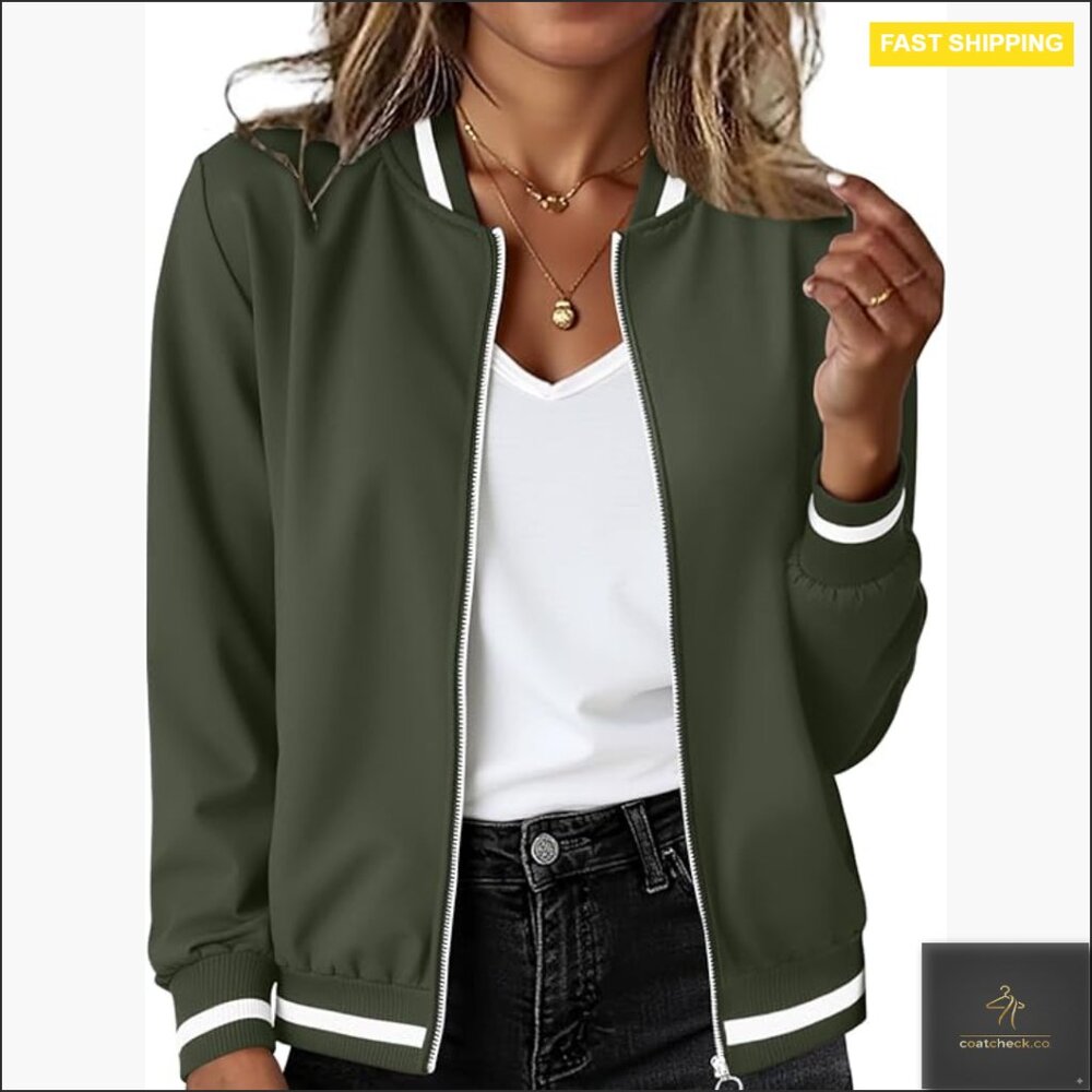 Lightweight Polyester Bomber Jacket, Relaxed Fit,… - image 1